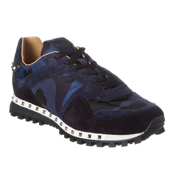 🔥Valentino Garavani 🔥Rockrunner sneaker in fabric suede and leather.